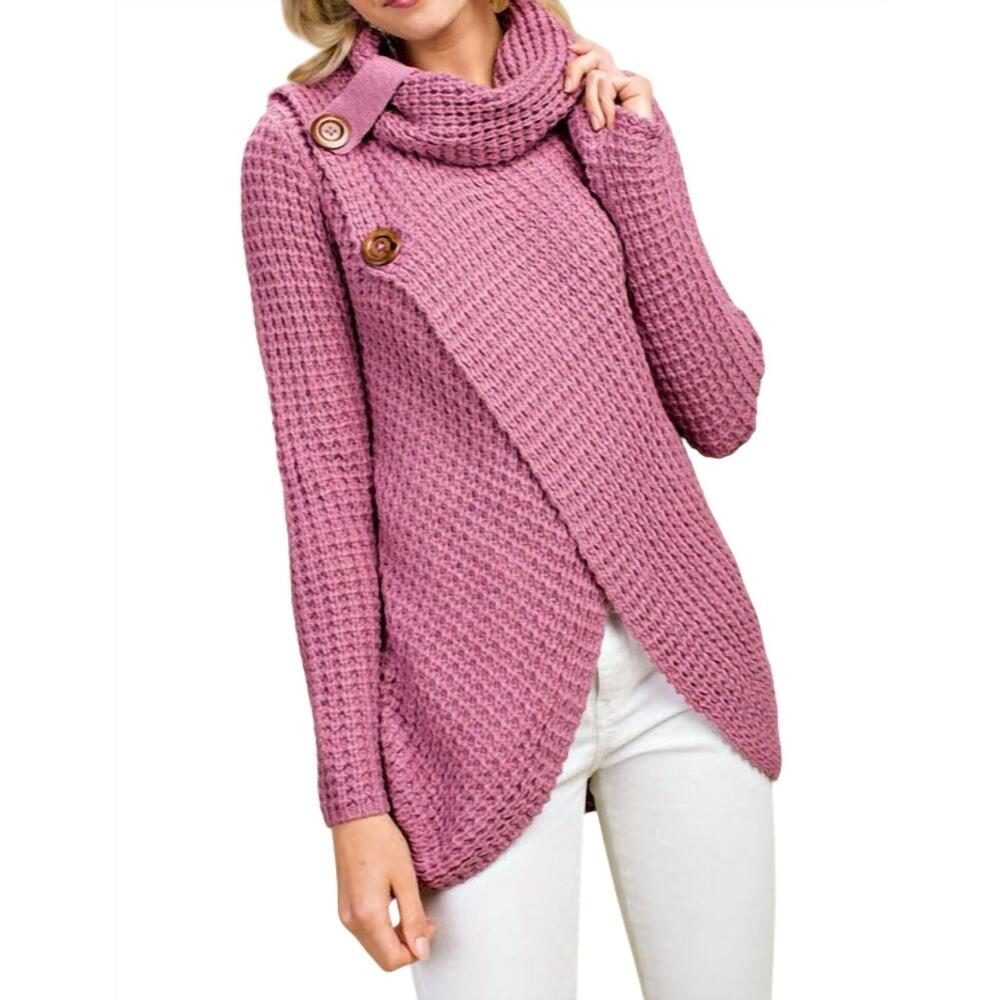NEW MAINSTRIP cowl neck asymmetric wrap sweater in lavender